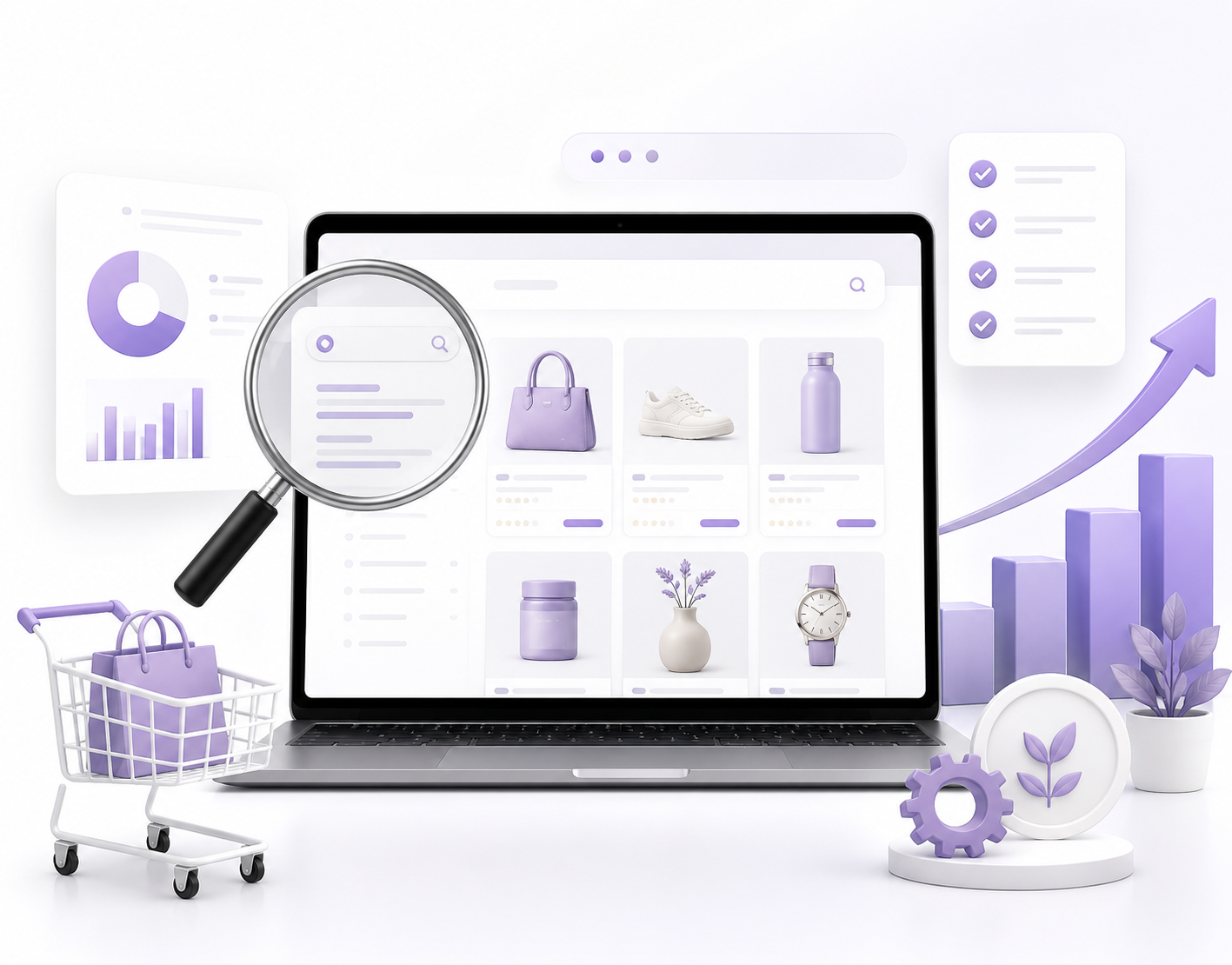 Ecommerce SEO audit analyzing online store product listings to grow organic sales and rankings