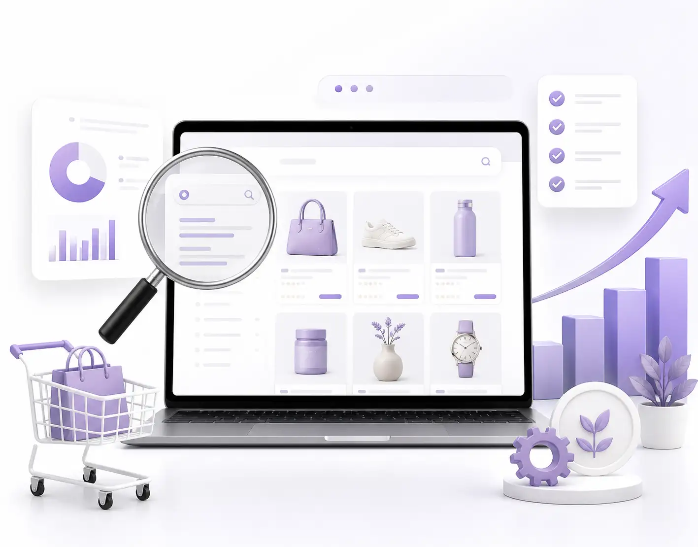 Ecommerce SEO audit analyzing online store product listings to grow organic sales and rankings