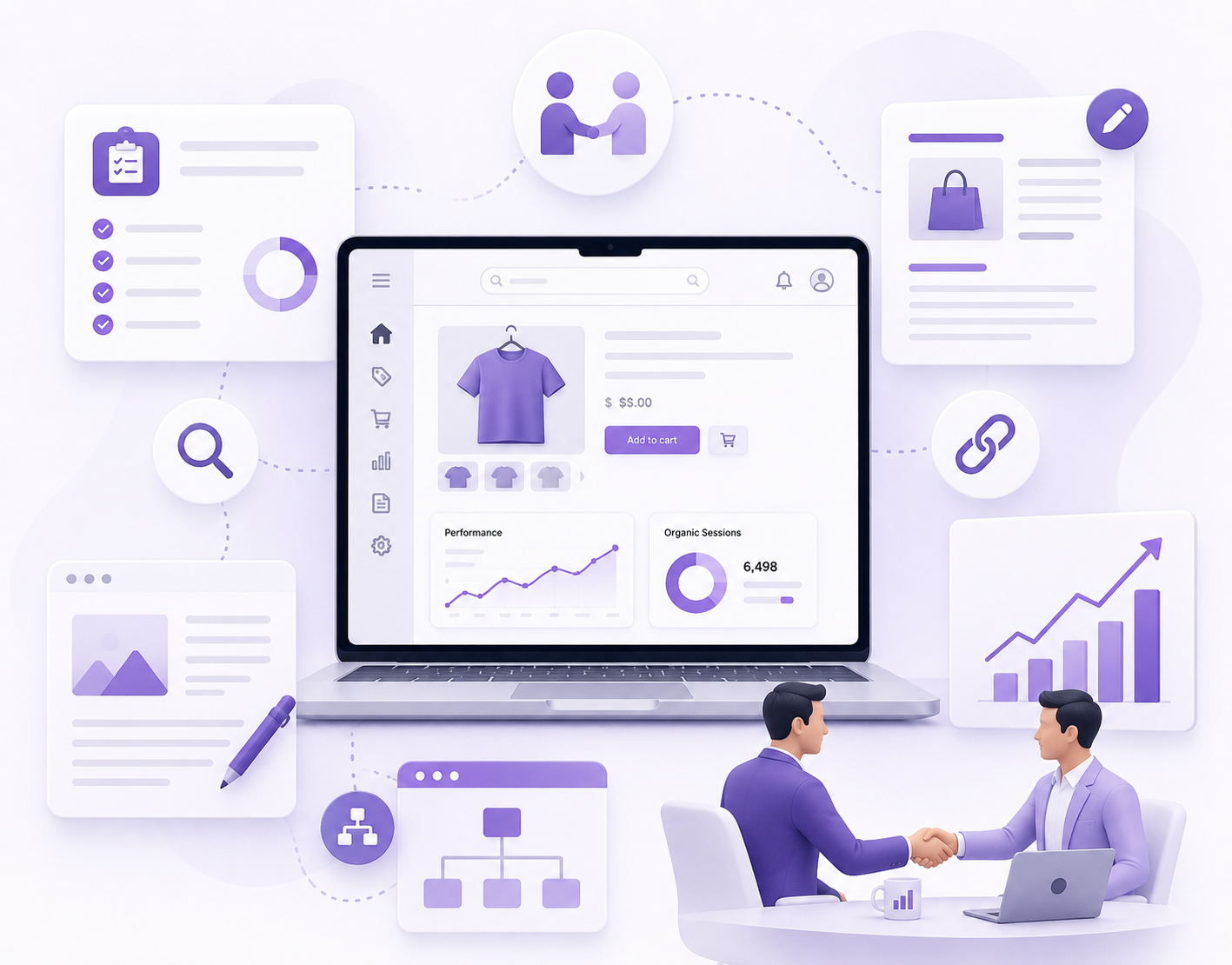 Shopify SEO services for agency resellers covering store audit, technical SEO, product page optimization, and link building