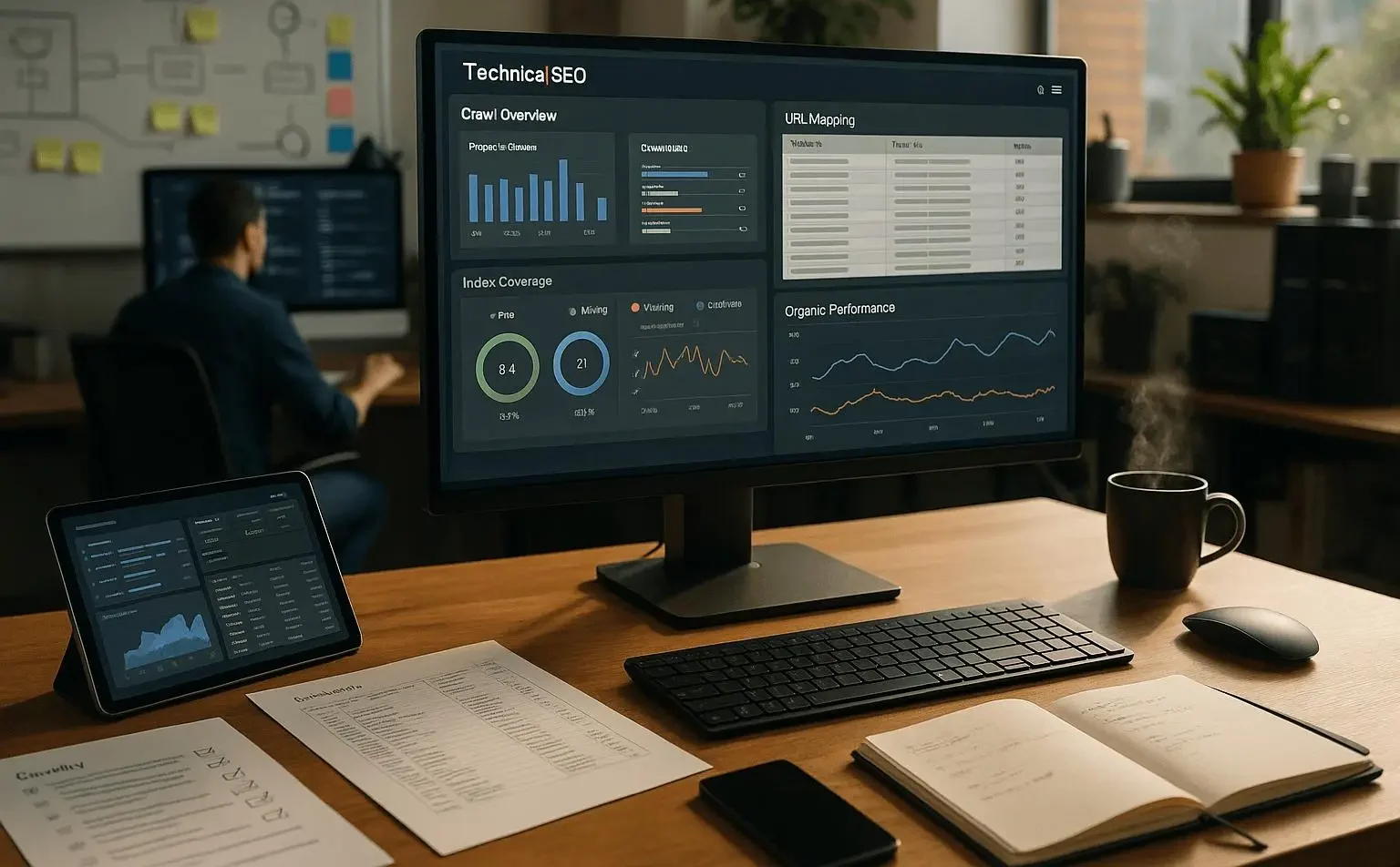 SEO dashboard checking website crawling and indexing
